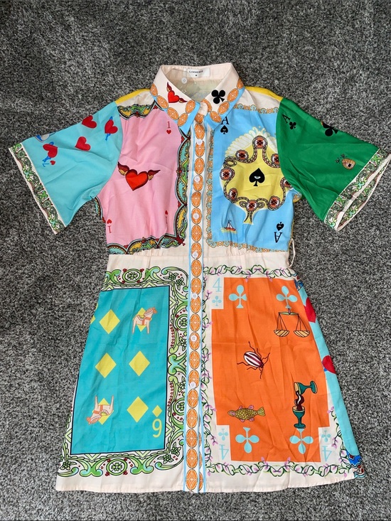 Commense Dresses & Skirts - NWT Commense Multicolor Card-Suit Button Front Shirt Dress.  Size M.